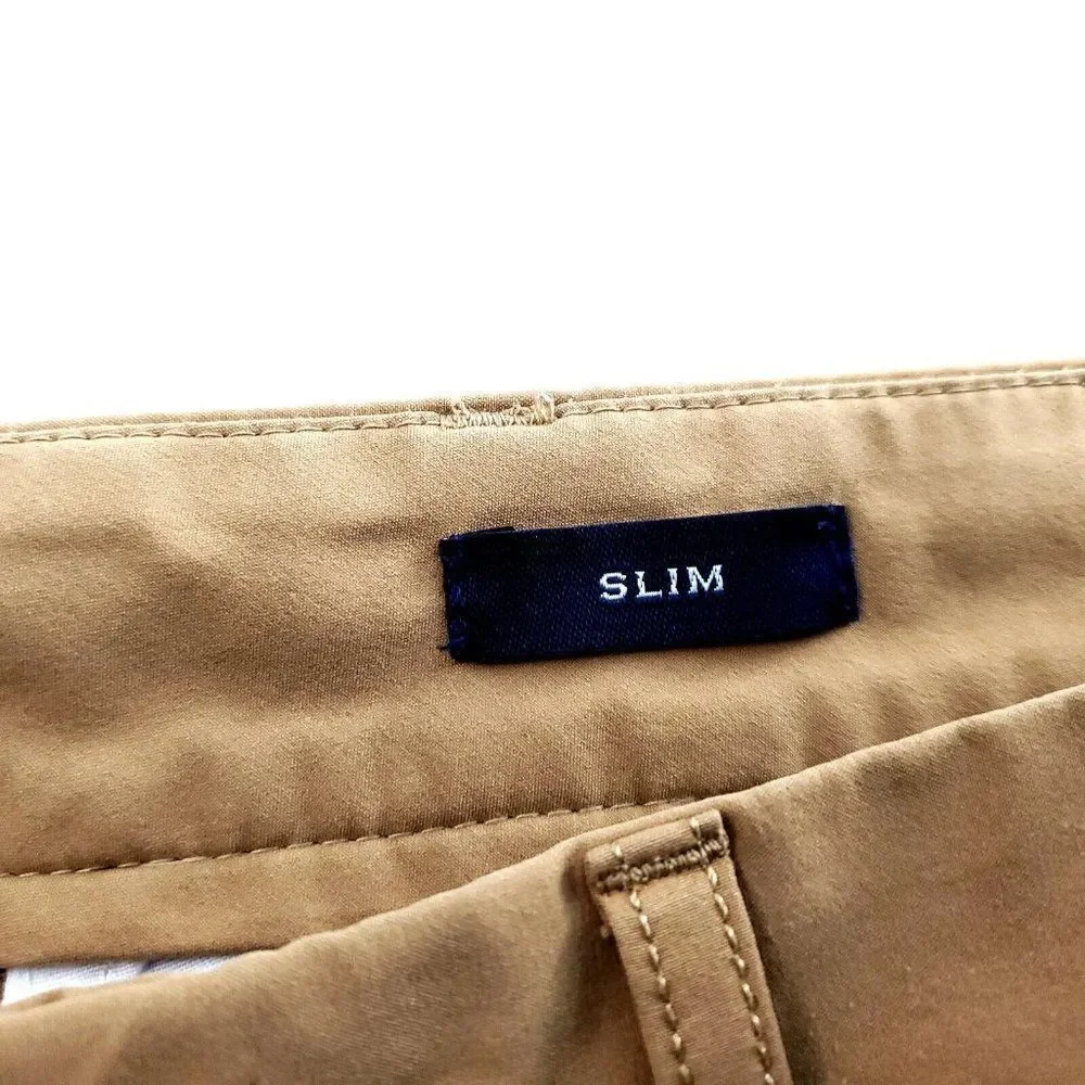 J‎ Crew Flex Lightweight Polyester Brown Flat Front Low Rise Chino Pants 31/31